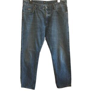 Hugo Boss Men's Jeans Italian Candiani Denim Straight Leg Med Wash Milan - 34x30